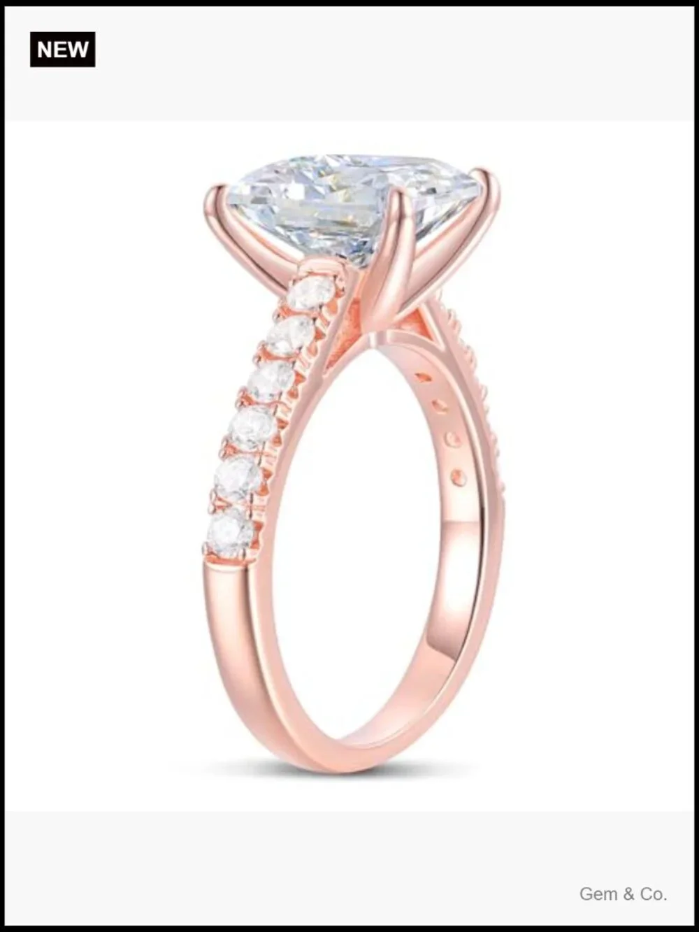 14K Gold 4ct Radiant Cut Moissanite Engagement Ring Size 8